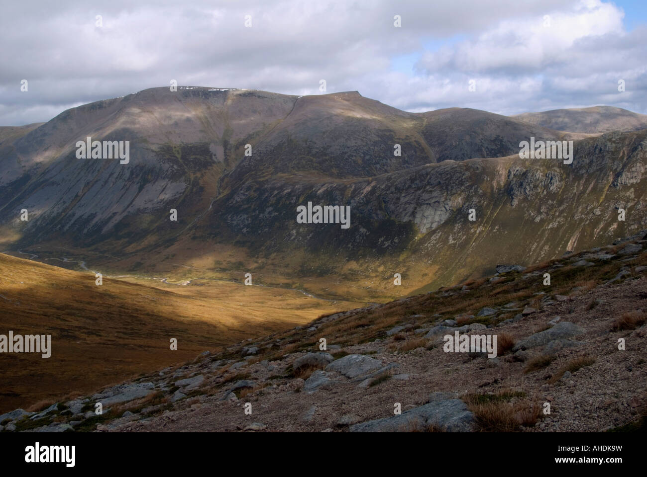 Ben Macdui and the Laraig Ghru seen from the Devils