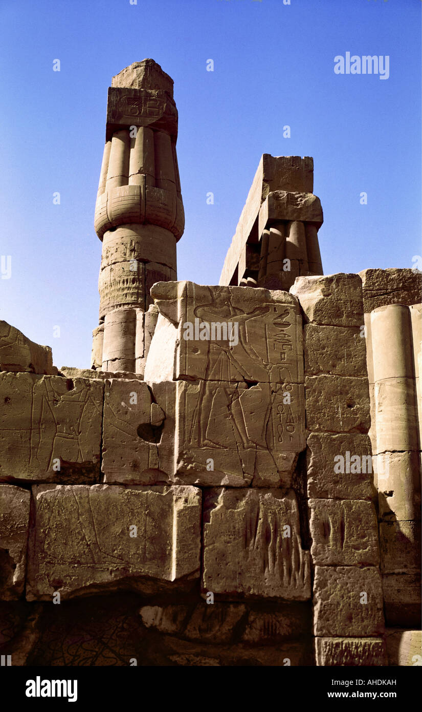 travel /geography, Egypt, Luxor, buildings, temple, Theban divine family Amun, Mut, Chons, exterior view, hall of columns, architect Amenhotep son of Hapu, 1402 - 1364 B.C., extensions under Ramesses II, 1303 - 1236 B.C., historic, historical, Africa, architecture, temples, ancient world, New Kingdom, 18th / 19th dynasty, 15th - 13th century B.C., column, ancient world, Stock Photo