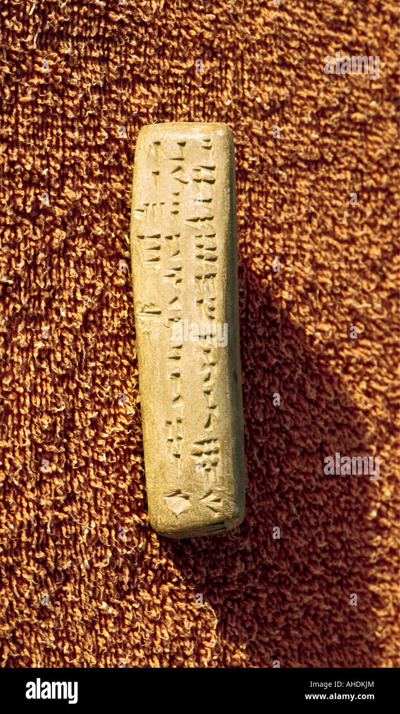 writing, scripture, cuneiform script, oldest alphabet in the world, clay plate, Ugarit (Ras Shamra), 14th century B.C., historic, historical, Asia, Syria, ancient world, Stock Photo