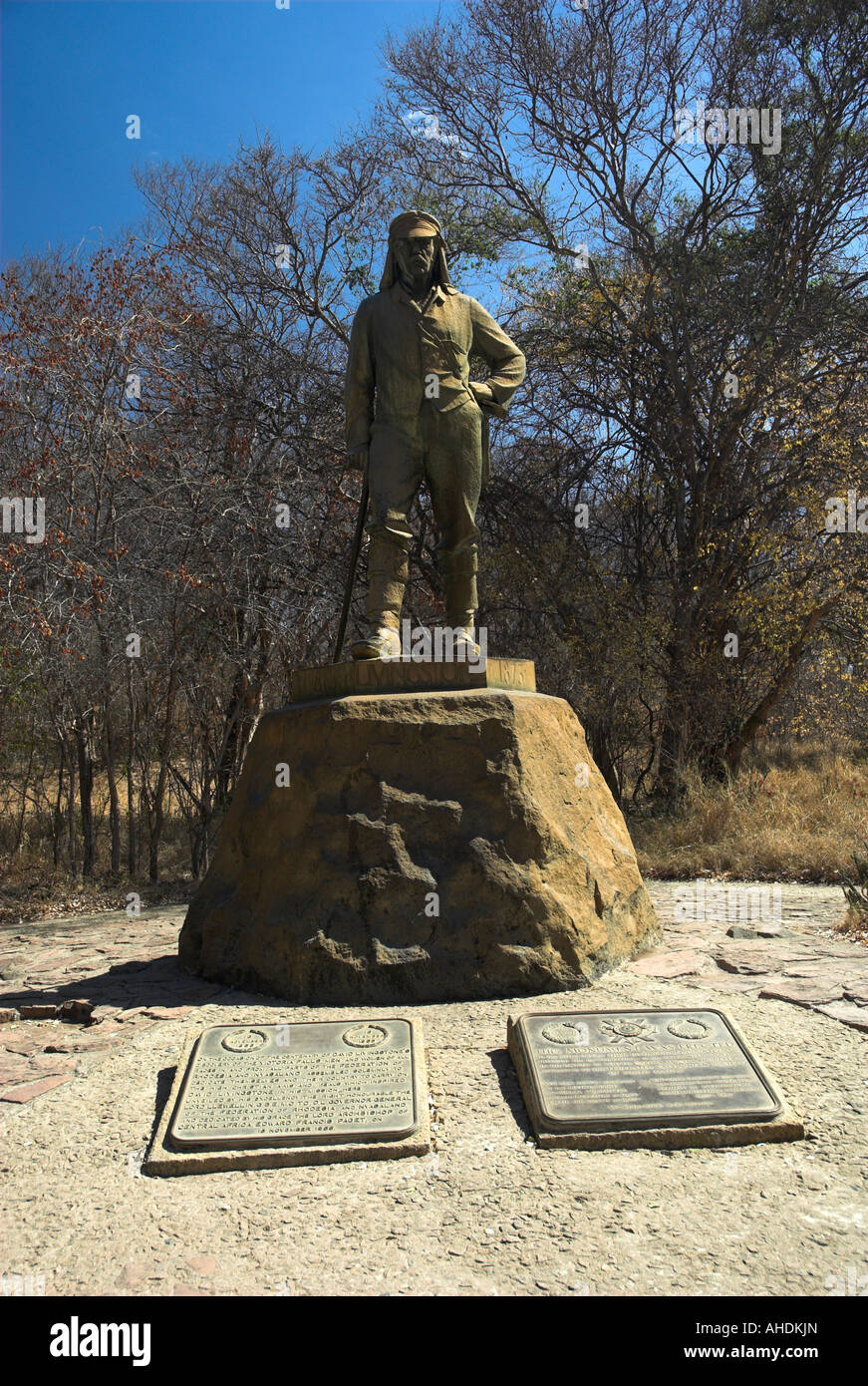 The Livingstone memorial statue, Victoria Falls, Zimbabwe Stock Photo