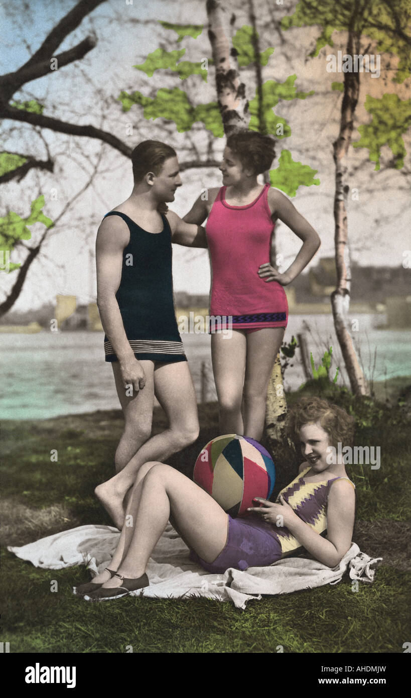 bathing, swimsuit, 1920s, 20s, 20th century, , Stock Photo