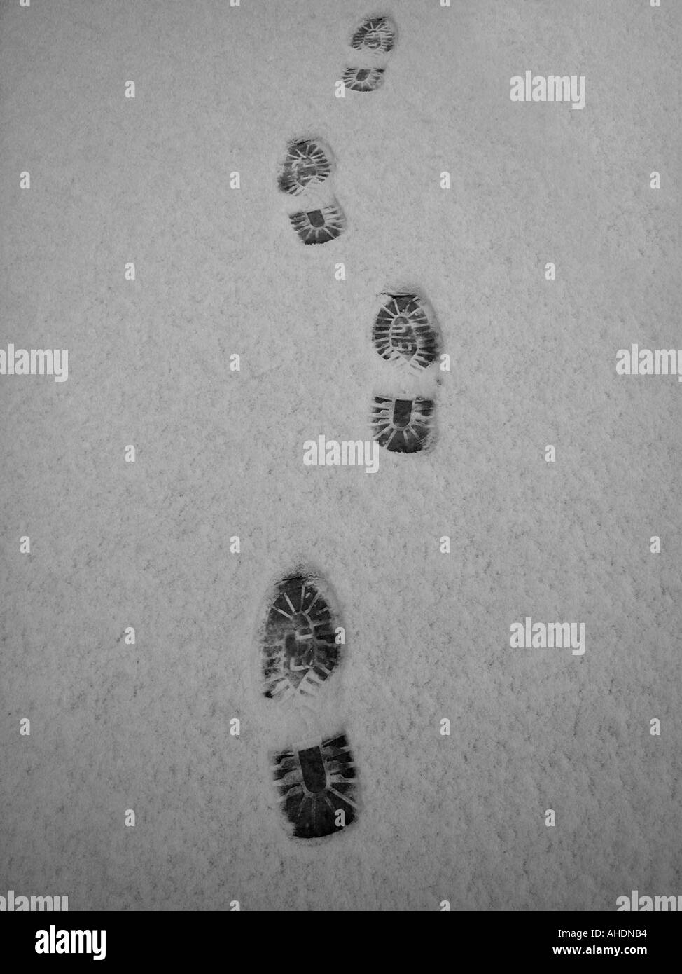 traces winter foot steps Stock Photo