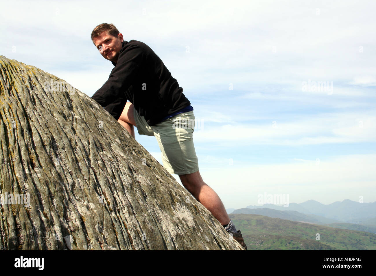 Rock Climbing in the Scottish Highlands in Scotland Stock Photo