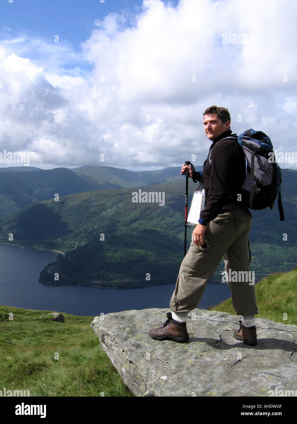 Walker / Climber / Hiker in the Scottish Highlands Mountains Stock Photo