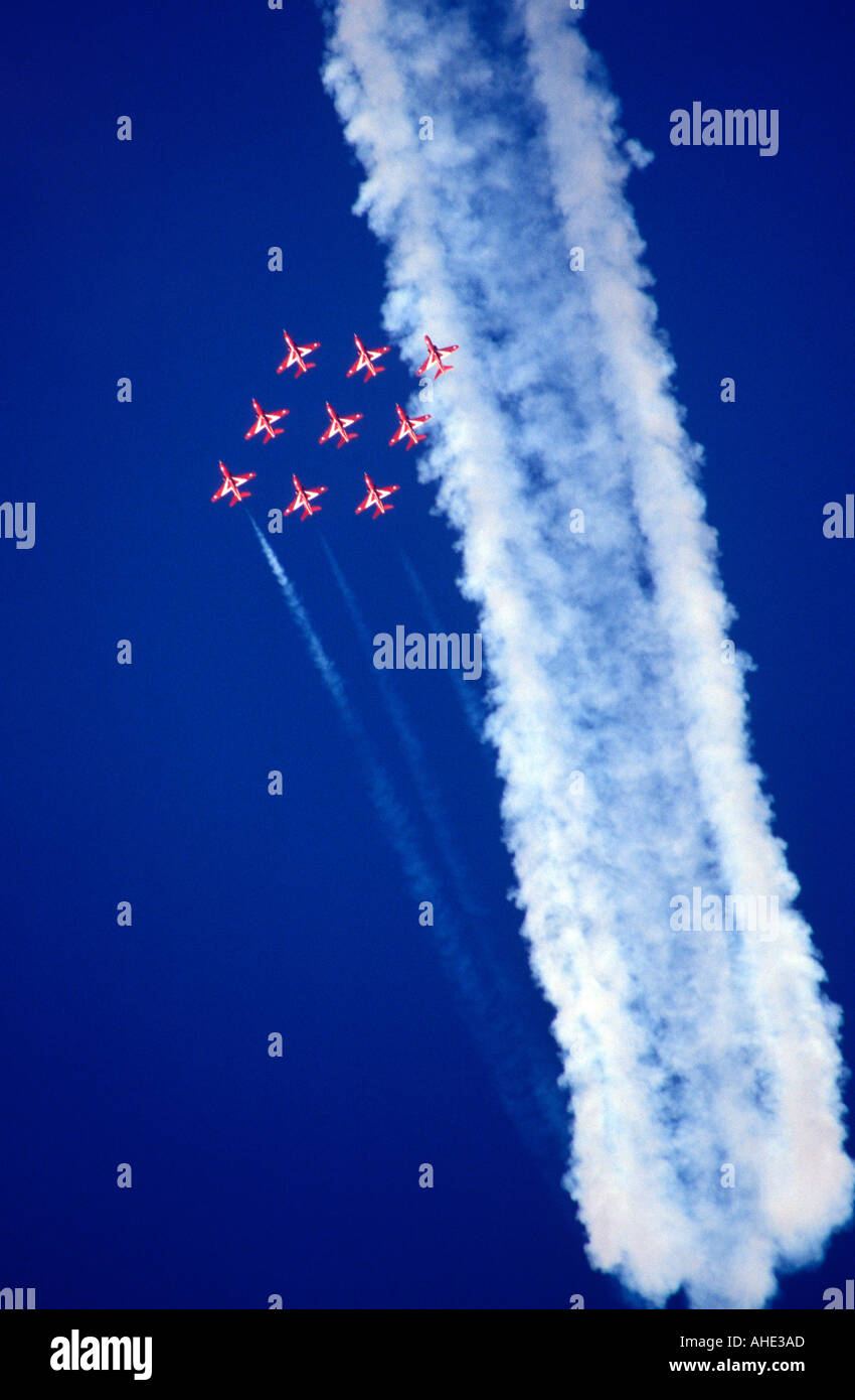 British Royal Air Force Red Arrows Aerobatic Display Team Stock Photo