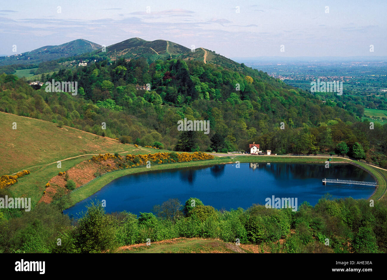 The reservoir and Malvern Hills Hereford and Worcester England Stock