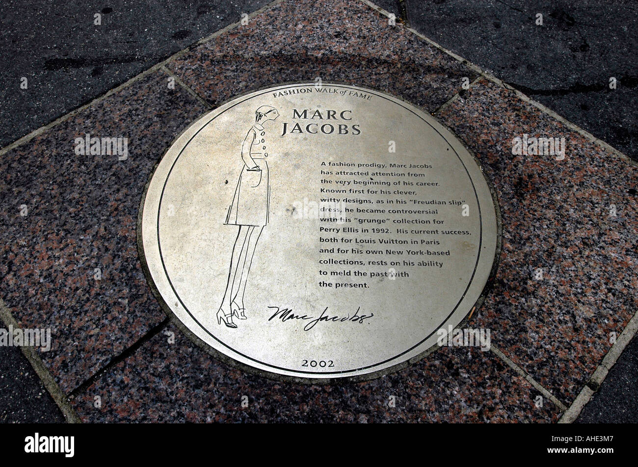 A plaque honoring fashion designer Marc Jacobs Stock Photo - Alamy