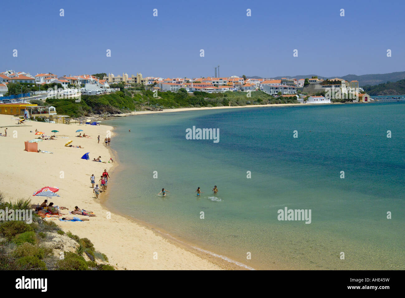Portugal The Alentejo Vila Nova De Milfontes Beach And Town Stock Photo Alamy
