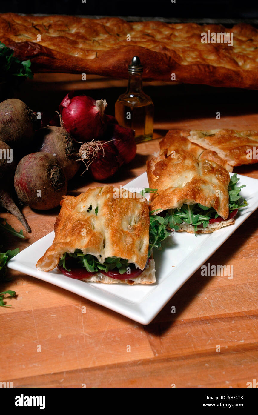 Goat cheese arugula and beet sandwich from the Grandaisy Bakery