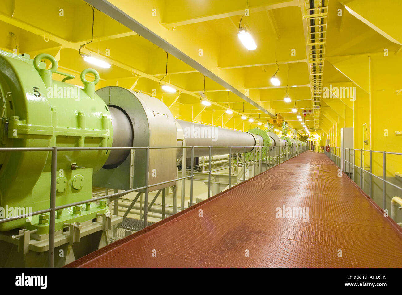 The 120 m. long propeller shaft on the record breaking “Emma Mærsk