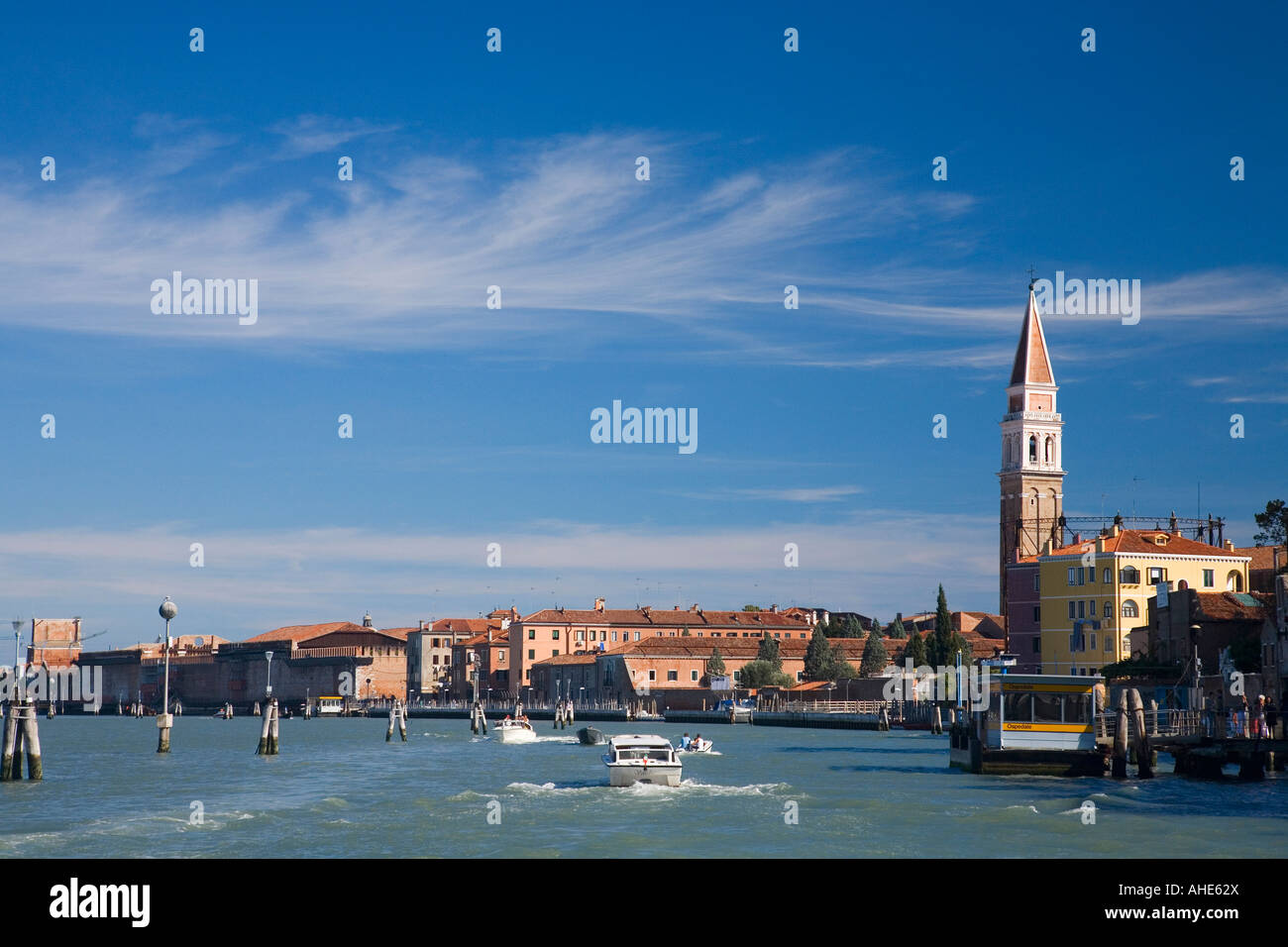 Northern Venice scene waterway in summer sunshine Veneto Italy Europe Stock Photo