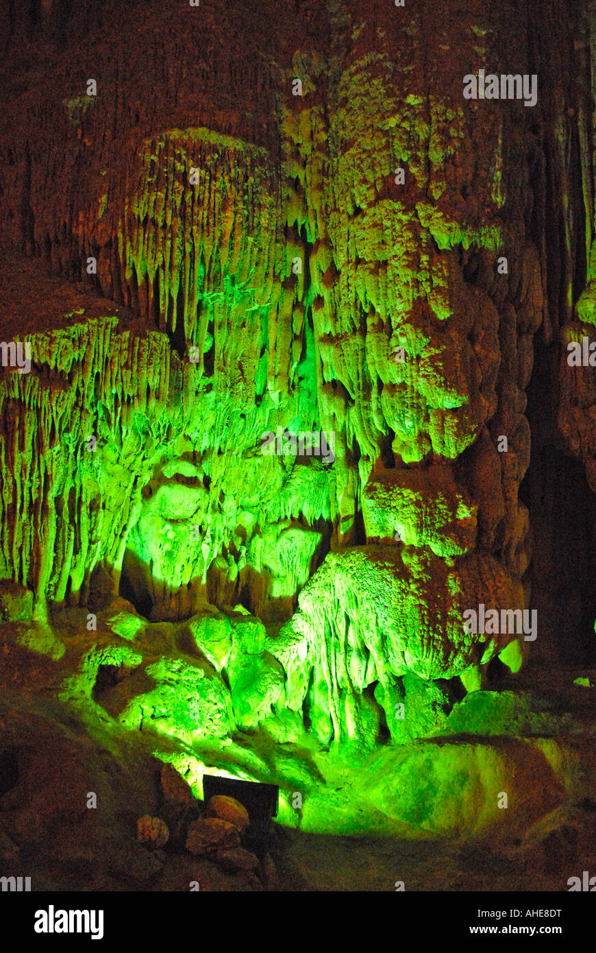 Asia Far East Vietnam , Halong Bay , Hang Sung Sot caves , green grotto with its stunning stalagmites & stalactites Stock Photo