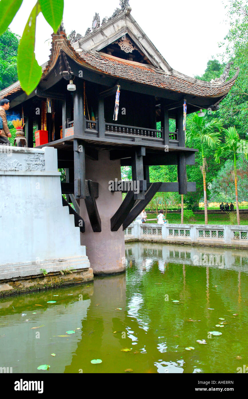 Asia Far East Vietnam , Hanoi , exterior view of the One Pillar Pagoda originally built in 1049 by Emperor Ly Thai Tong Stock Photo