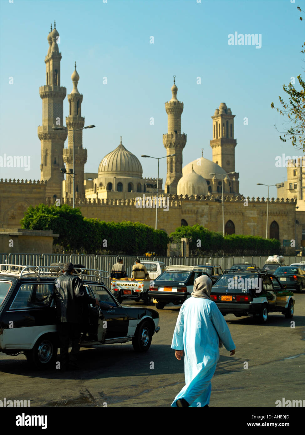 Traffic on Sharia Al Azhar in Cairo Stock Photo