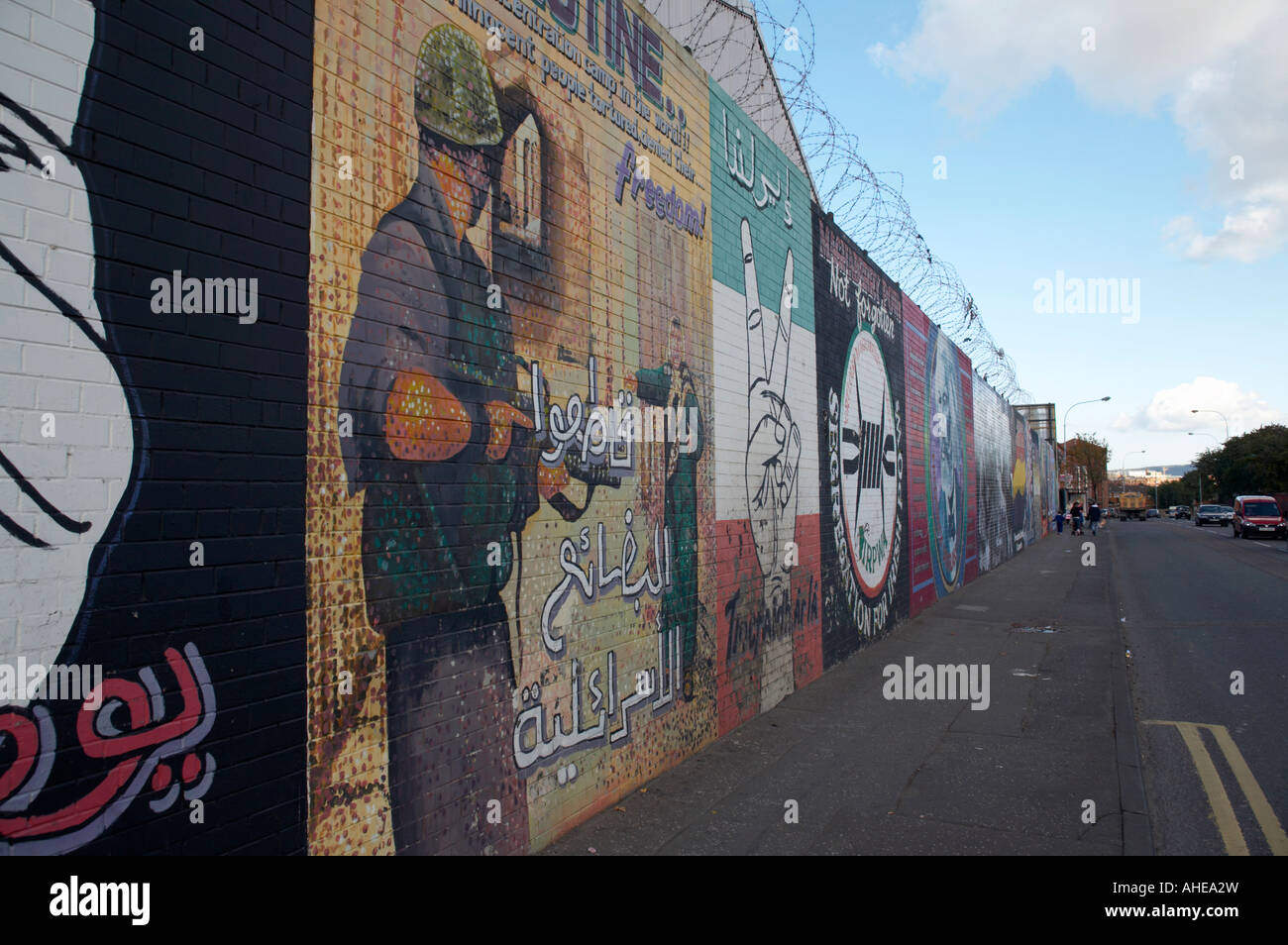 International wall murals in the republican falls road area of west belfast Northern Ireland