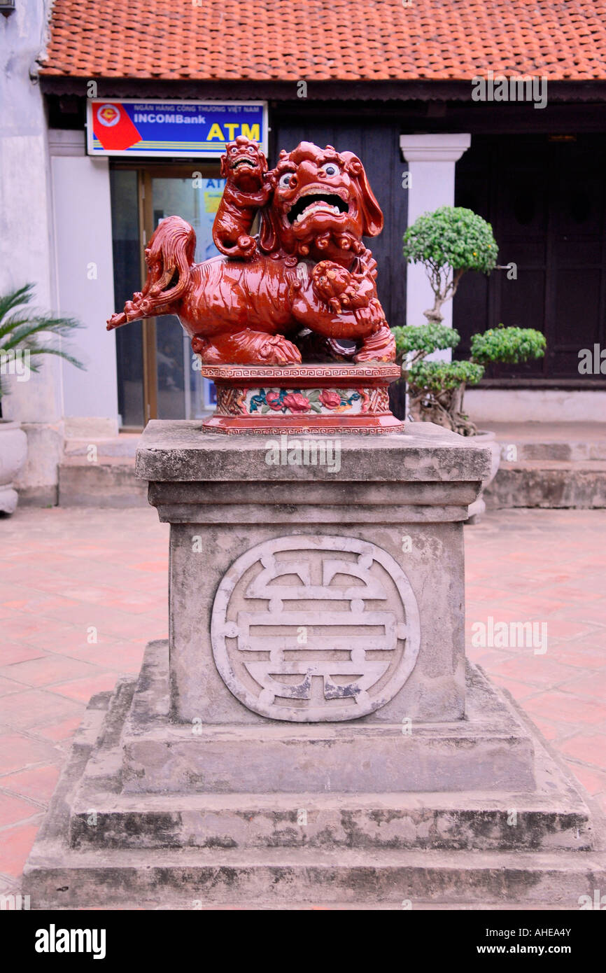 Asia Far East Vietnam Hanoi Temple of Literature Statue of Dragon Stock Photo