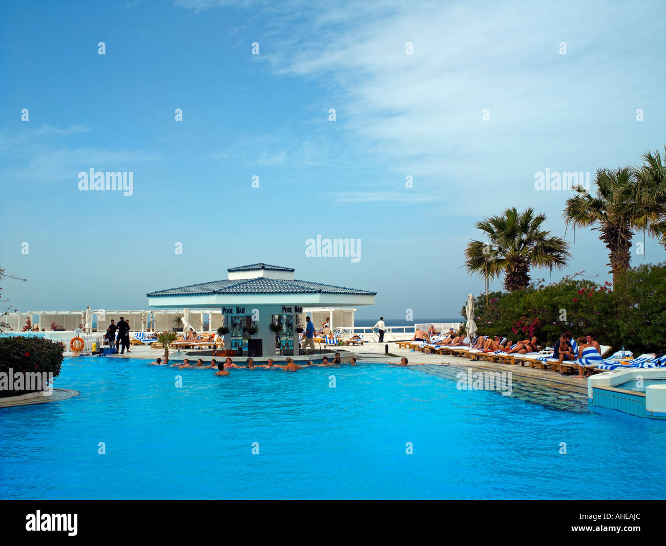Hotel pool at the Hilton in Hurghada Stock Photo