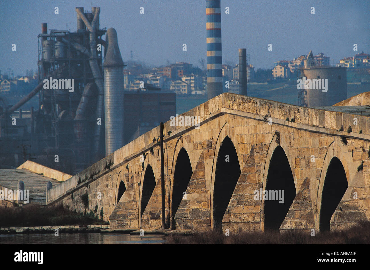 Sultan Suleiman Bridge made by architect Sinan in 1568, Istanbul Turkey. Stock Photo