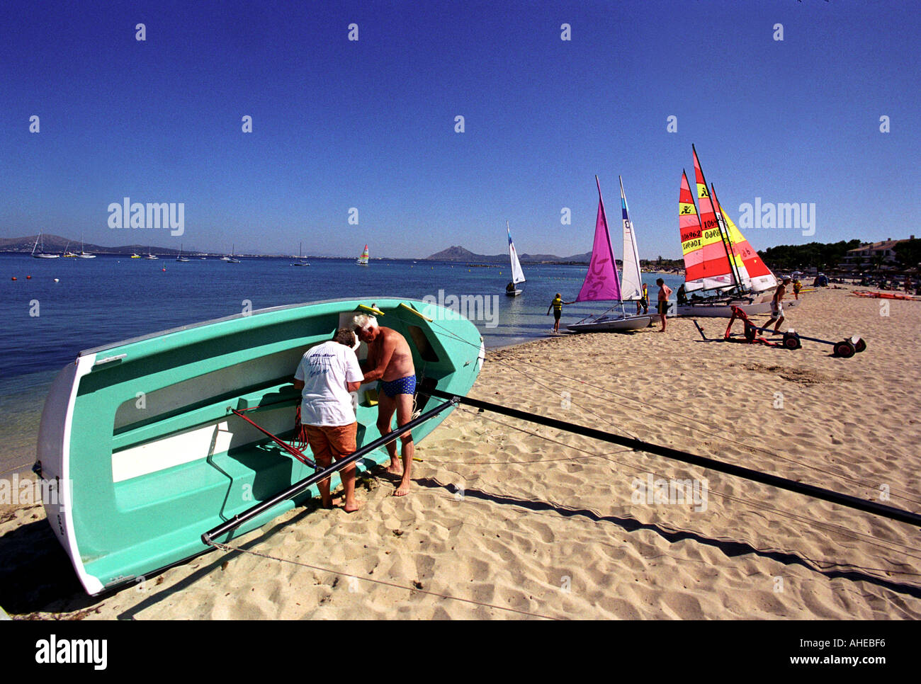 Sailing boats at Puerto Pollensa in Majorca Stock Photo