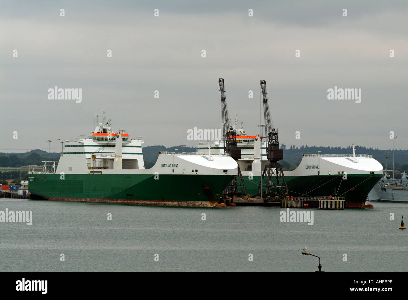 Hartland Point and Eddystone RO RO ships at Marchwood on Southampton