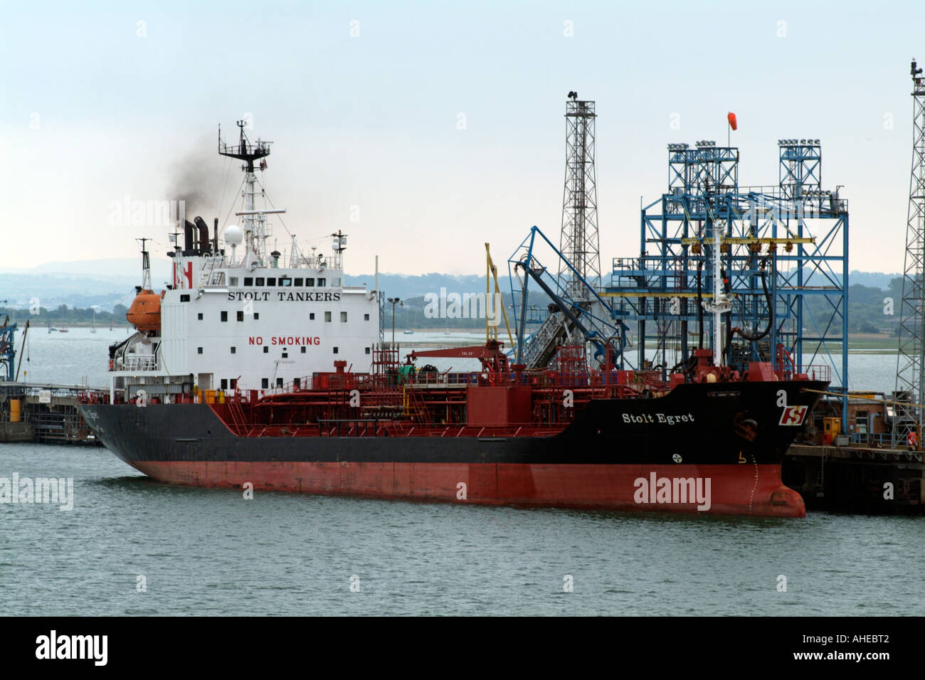 MV Stolt Egret alonside Fawley oil Terminal on Southampton Water southern England UK Stock Photo