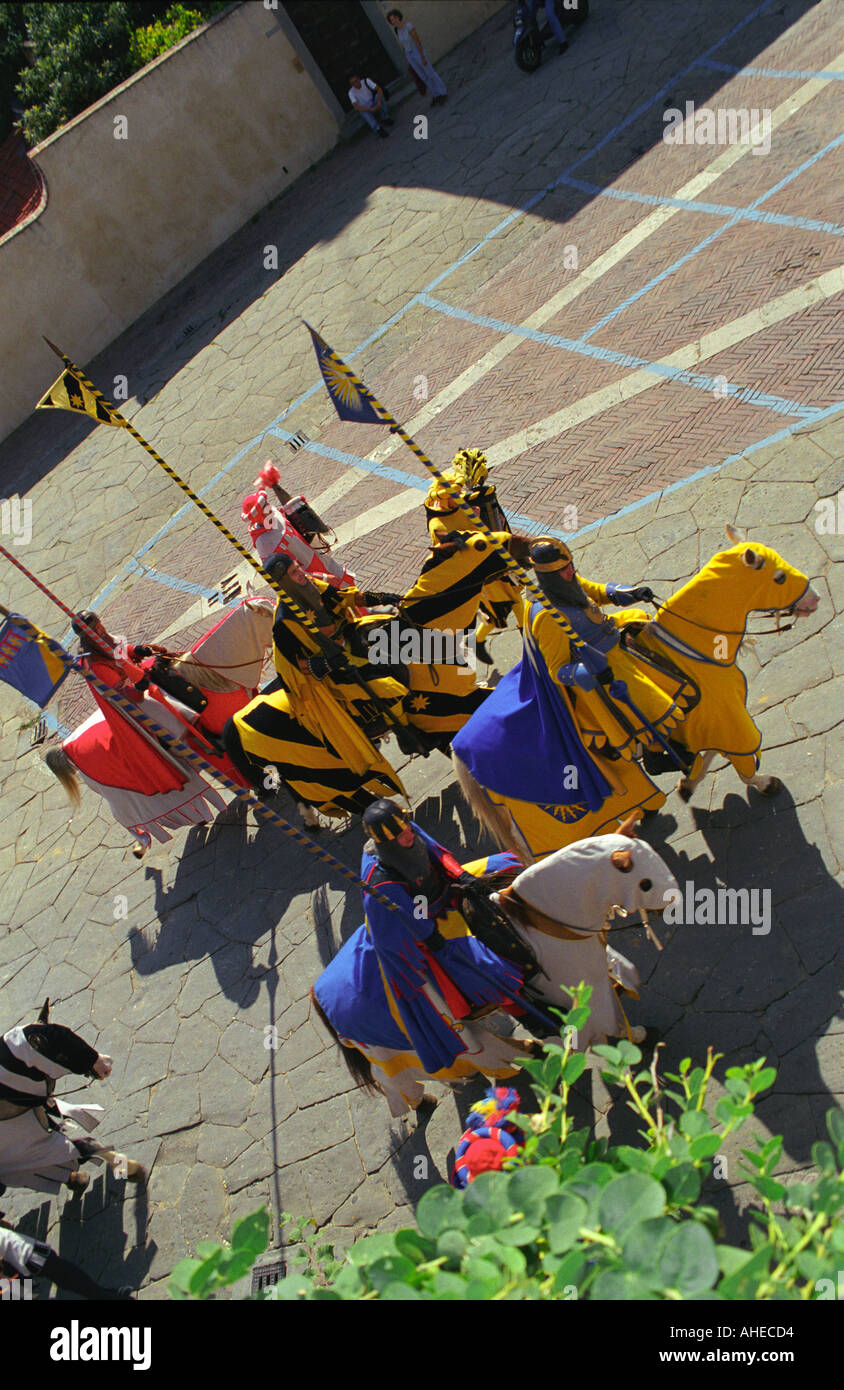 Spectacular medieval costumes at the Arezzo Giostra or Joust and flag
