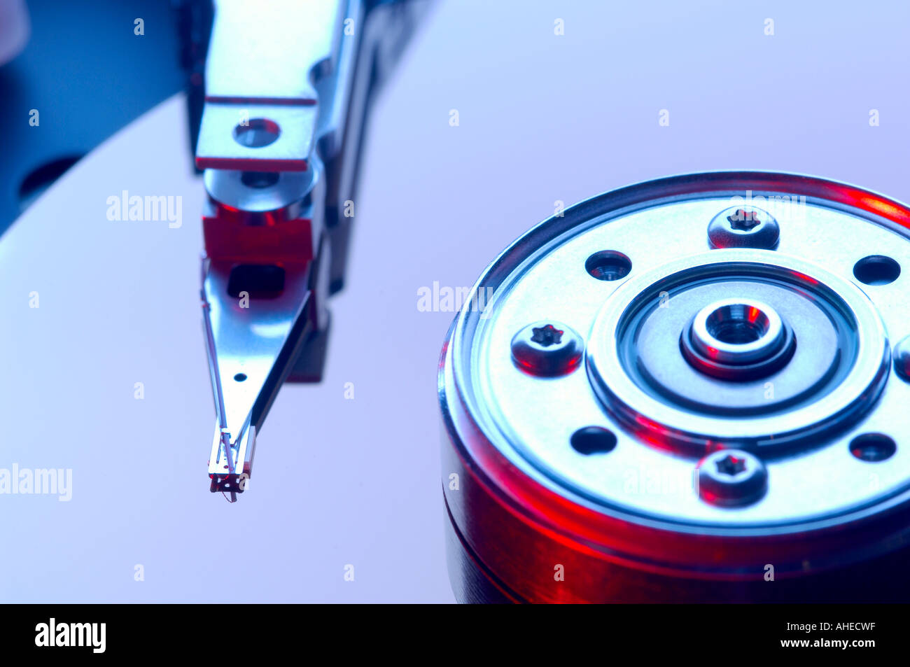 Platter and read write head of computer hard disk drive Stock Photo Alamy