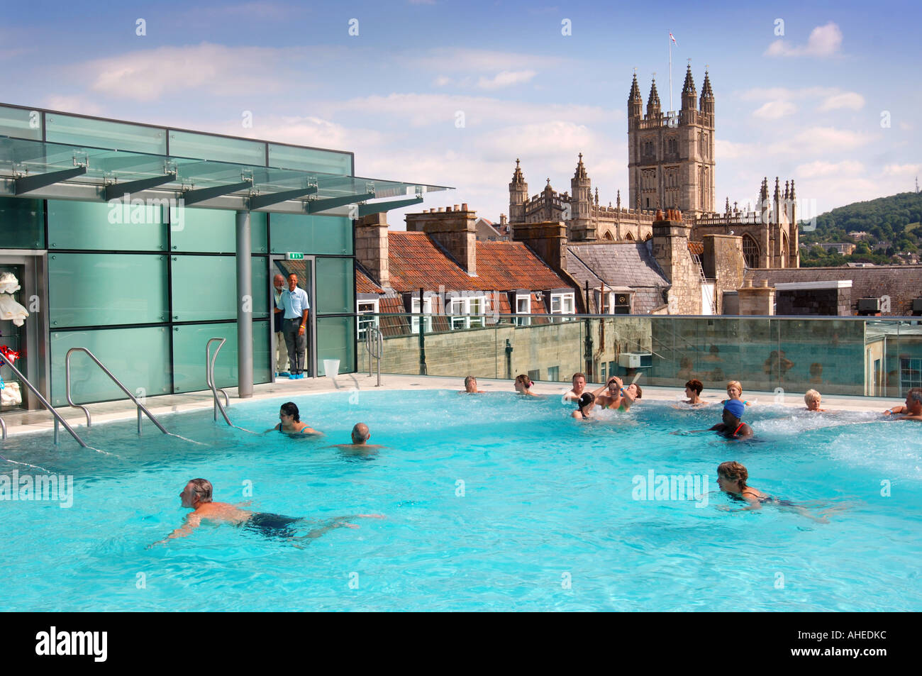 THE ROOFTOP POOL AT THE BATH THERMAE SPA UK Stock Photo Alamy