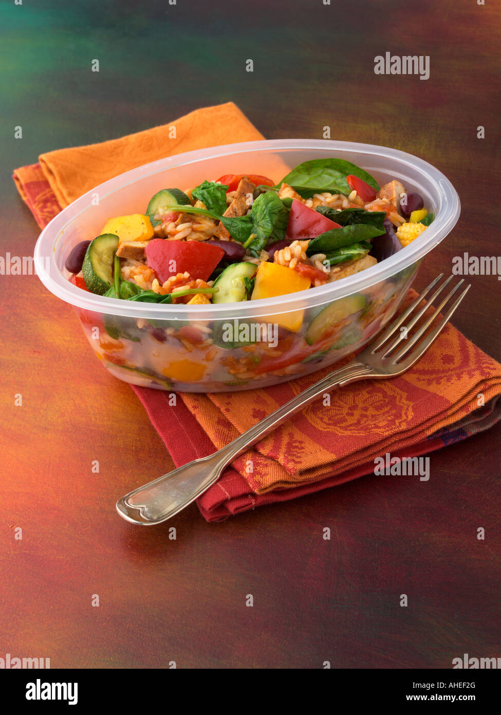 Italian paprika chicken risotto convenience food editorial Stock Photo