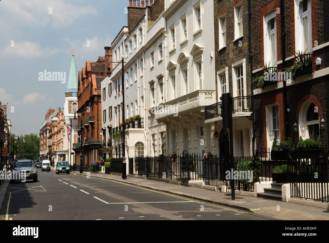 Mayfair London W1 Looking north up South Audley Street City of Westminster, England Stock Photo