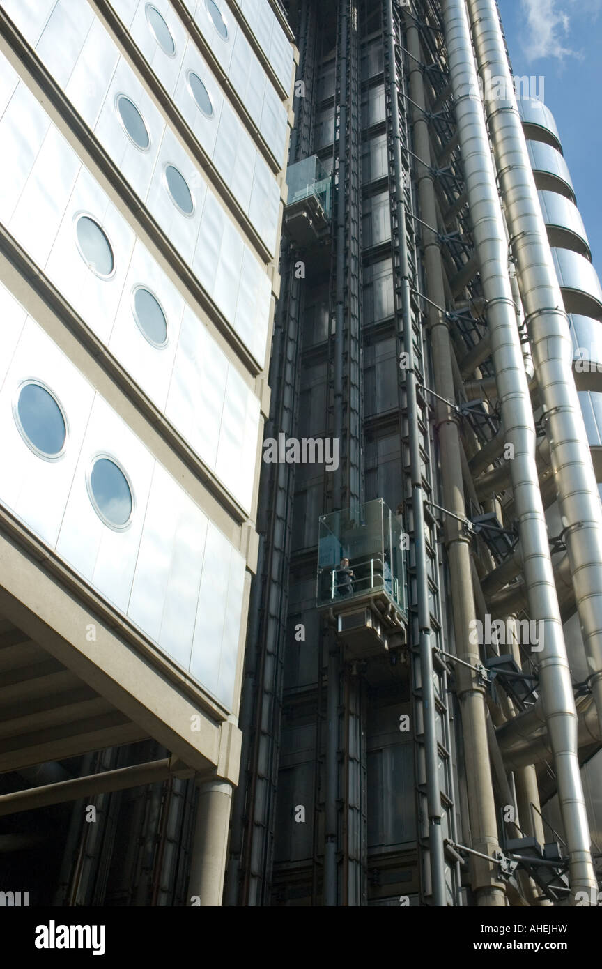 Lifts, Elevators at the Lloyds Building, London Stock Photo