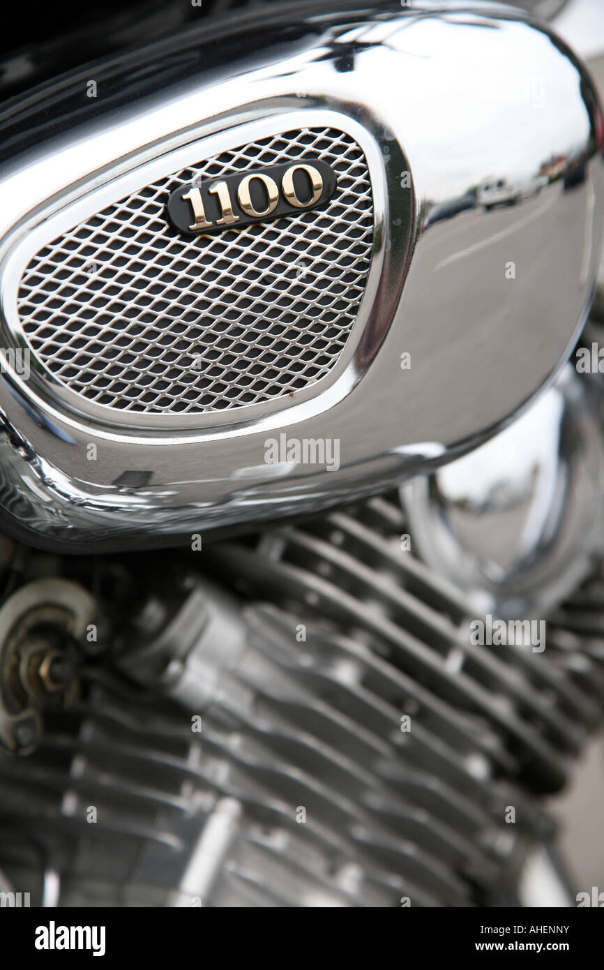 Close up of a Yamaha Virago 1100 engine casing. Stock Photo