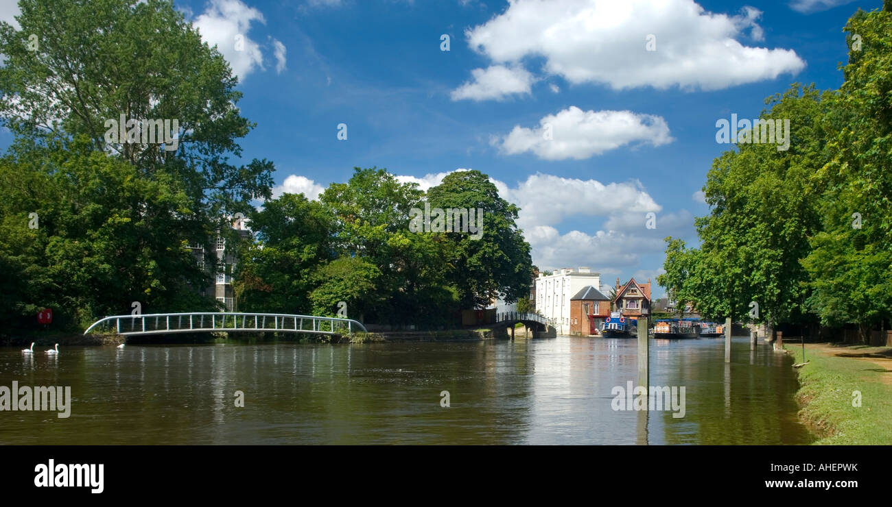 High water after floods on River Thames in Oxford Oxfordshire England UK Stock Photo