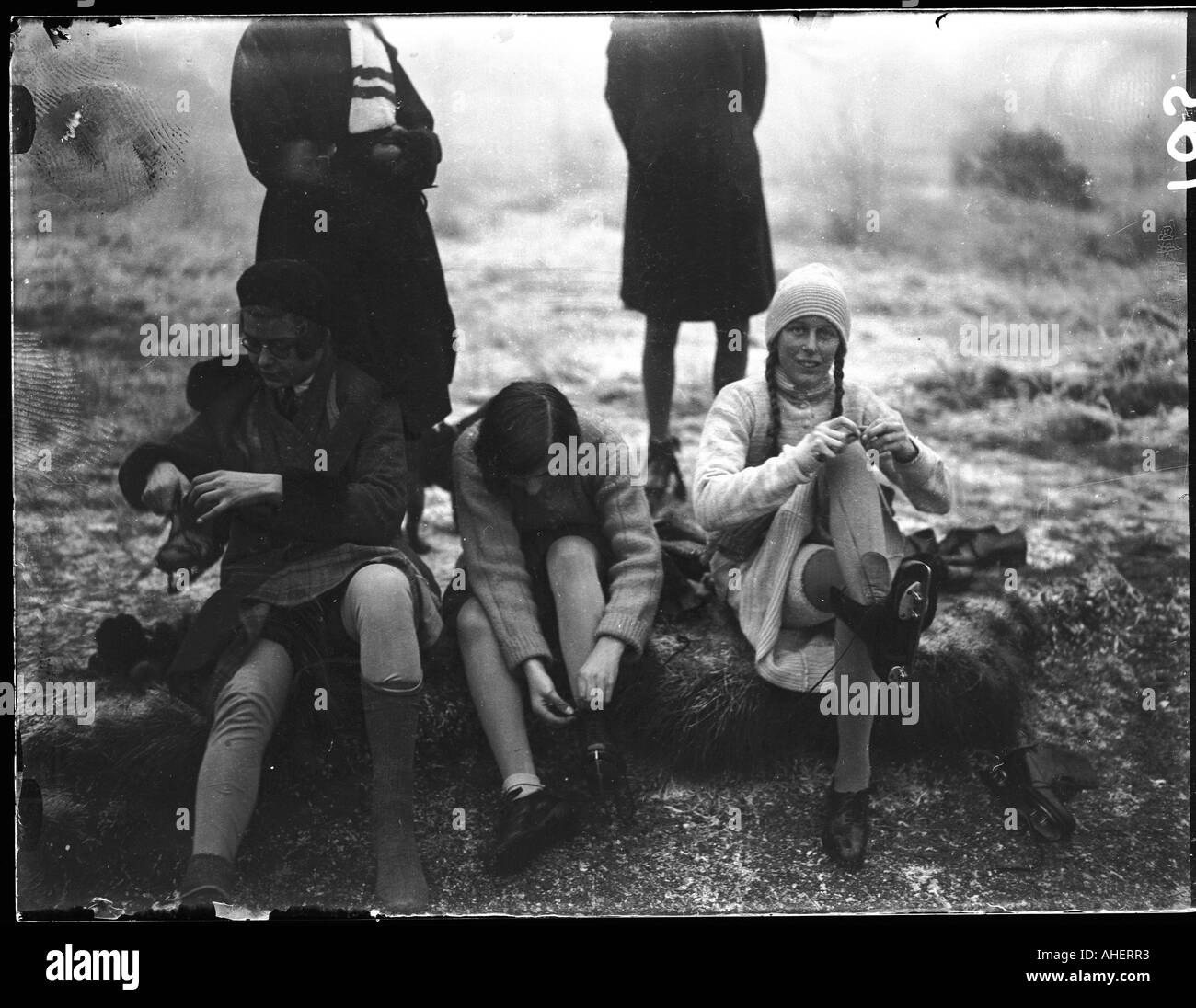 Putting On Ice Skates Stock Photo Alamy