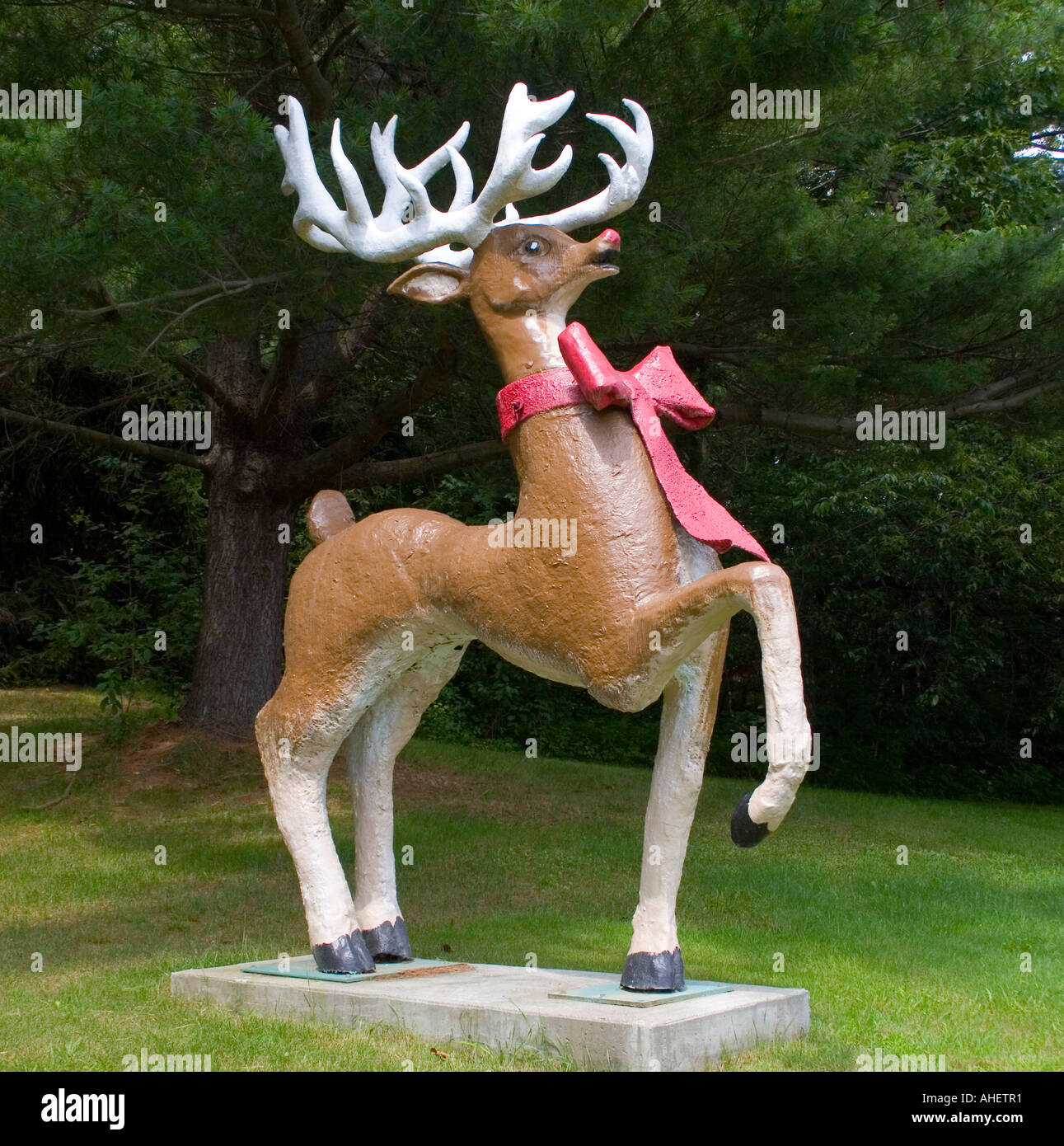 Rudolph the red nosed reindeer at Santa Land USA in Putney Vermont Stock Photo