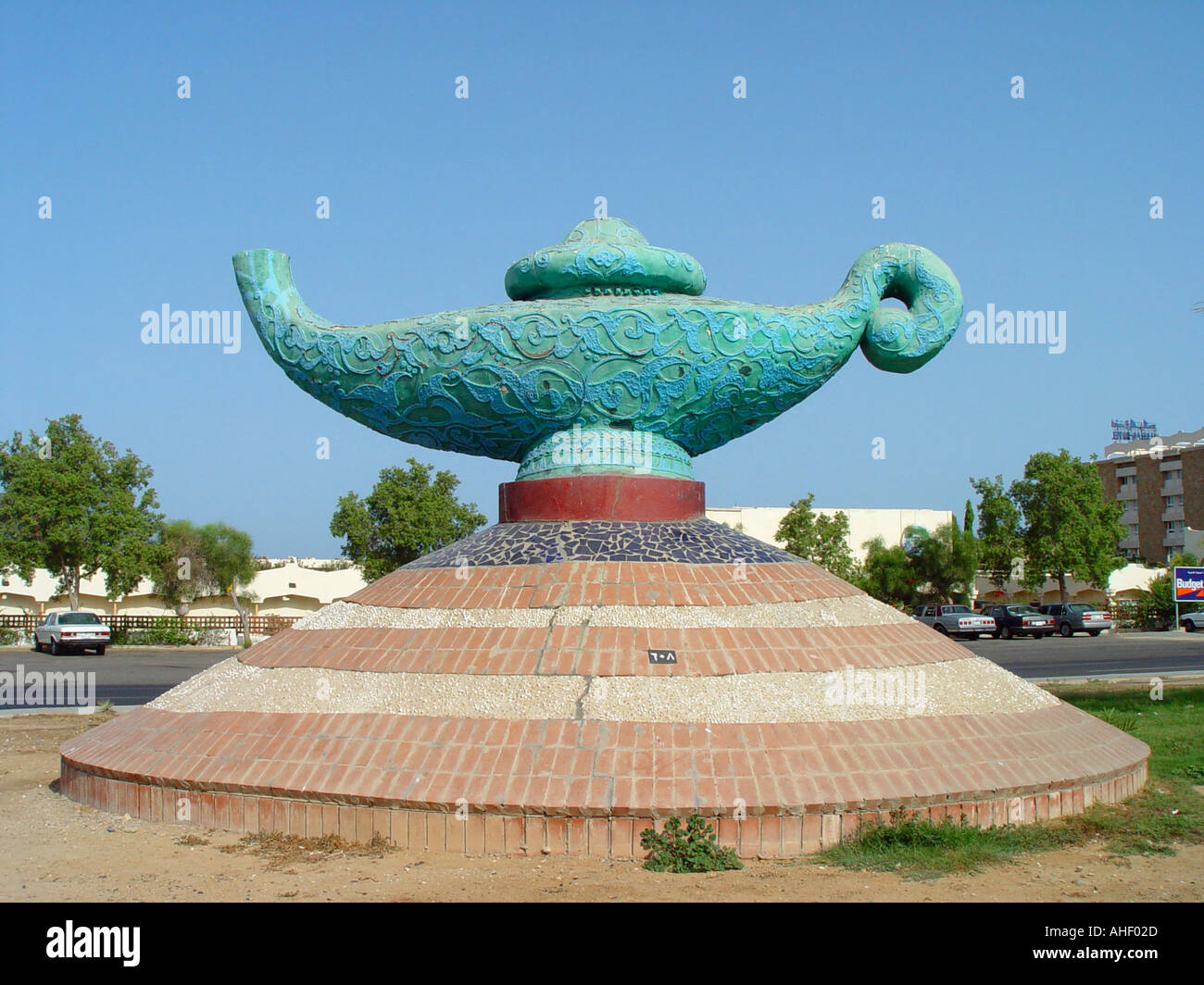 A sculpture of Aladdin's lamp in Jeddah Stock Photo Alamy