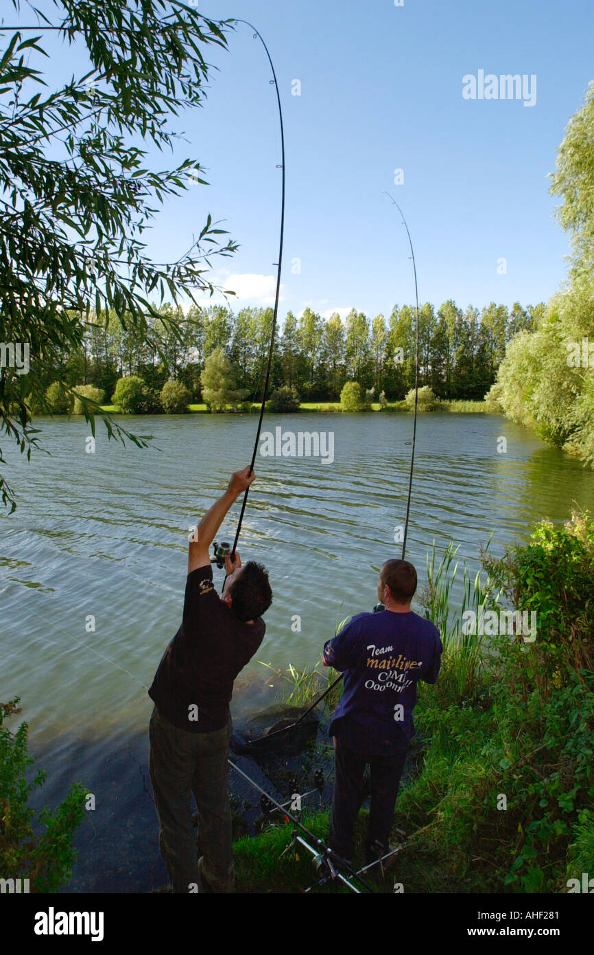 english countryside - English CountrysiDe Pair Of Carp Anglers Fishing At The Carp Societys AHF281