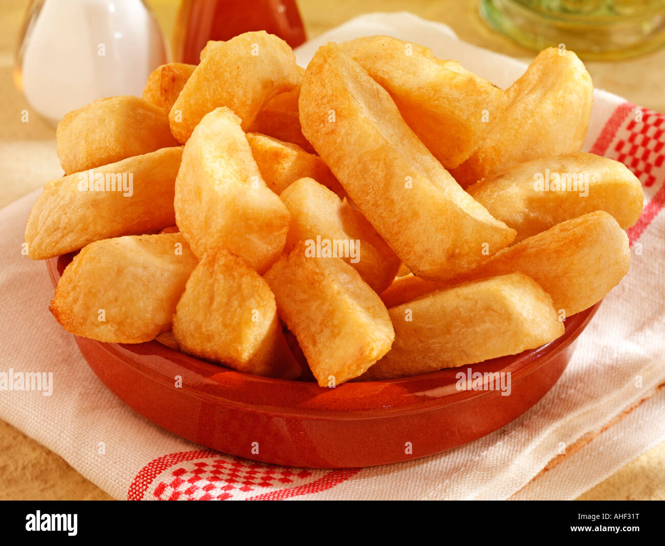 CHUNKY FRIED POTATO CHIPS OR THICK CUT FRENCH FRIES Stock