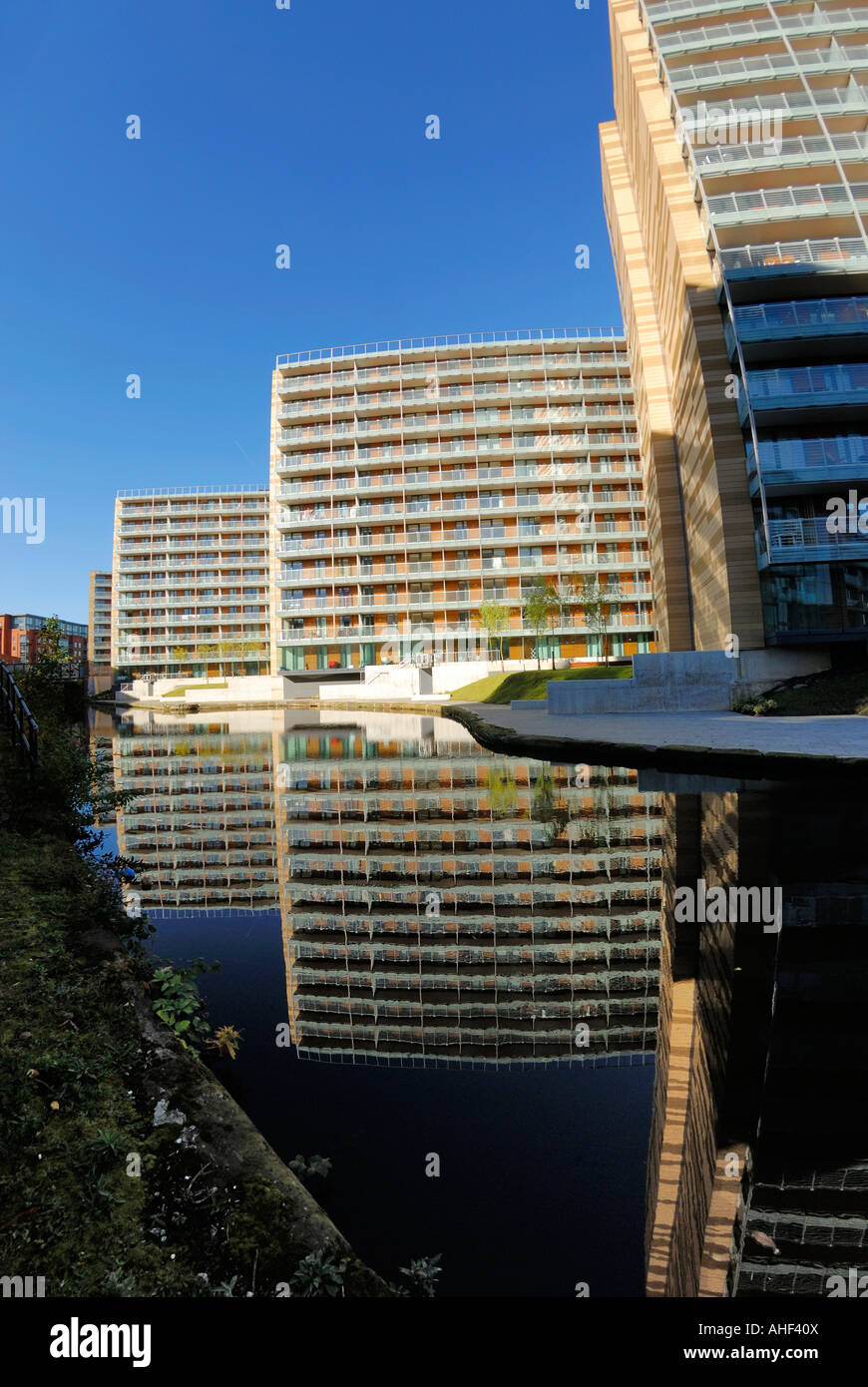 Modern canalside luxury apartments built on St Island