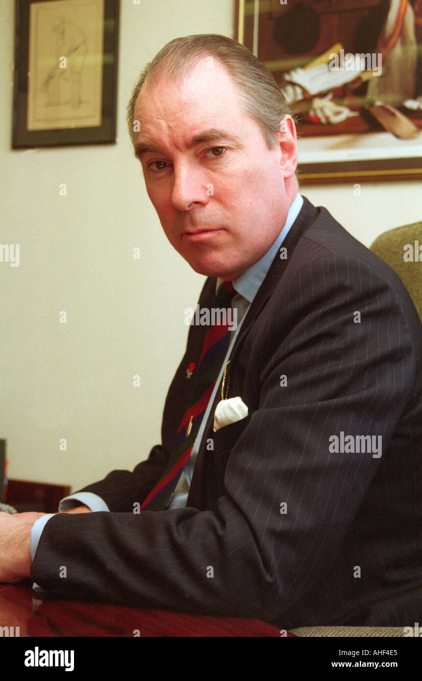 Sir Robert Atkins Tory MEP for North West England Portrait Seated  Stock Photo