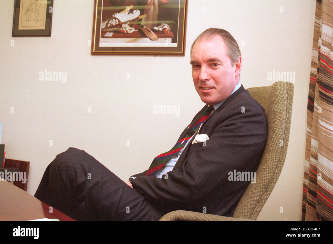 Sir Robert Atkins Tory MEP for North West England Portrait Seated  Stock Photo