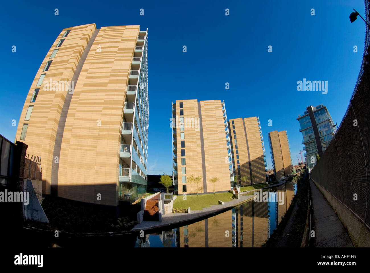 Modern canalside luxury apartments built on St Island
