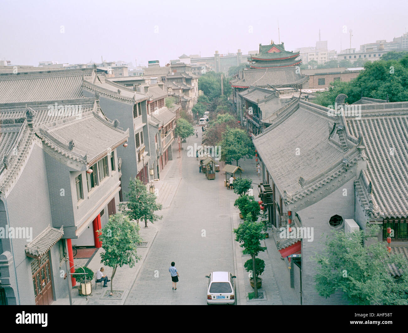 World Great Cities. The streets near the city walls in the city of Xian ...