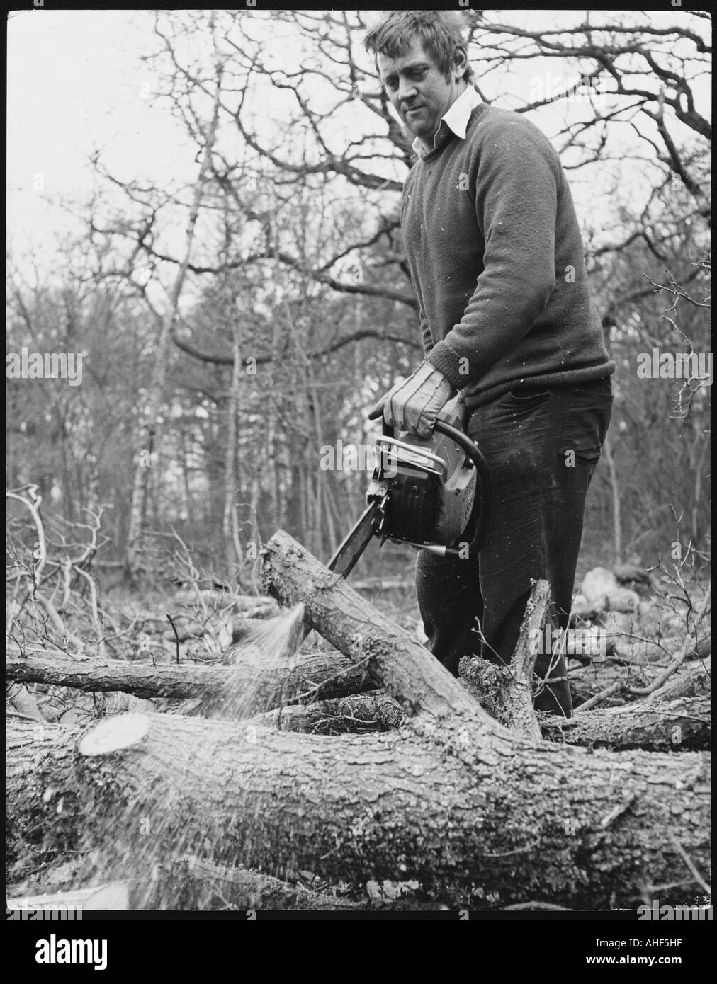 Man chainsaw 1970s hi-res stock photography and images - Alamy