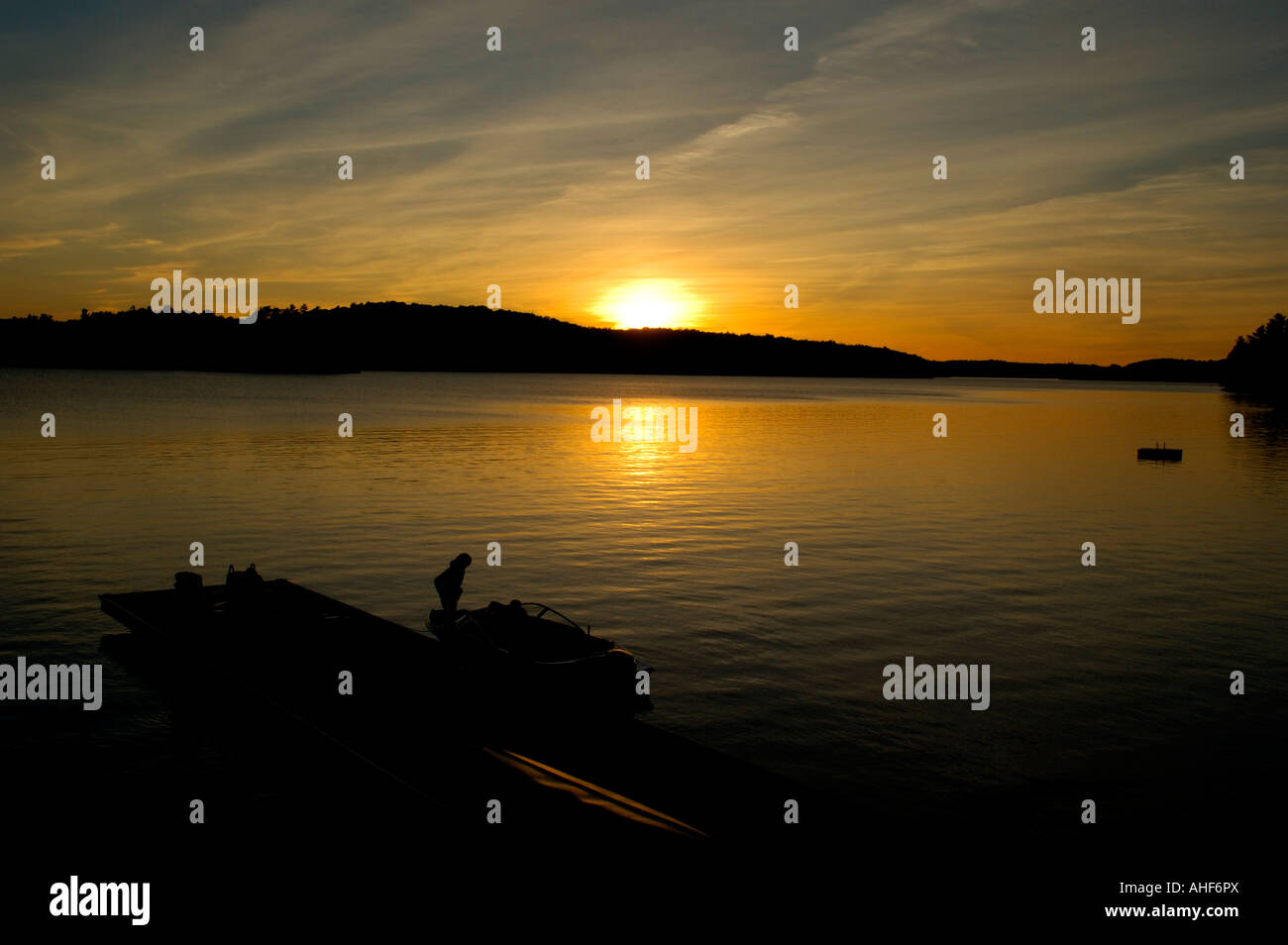 Sunset over Lake of Bays Muskoka Ontario Canada Stock Photo