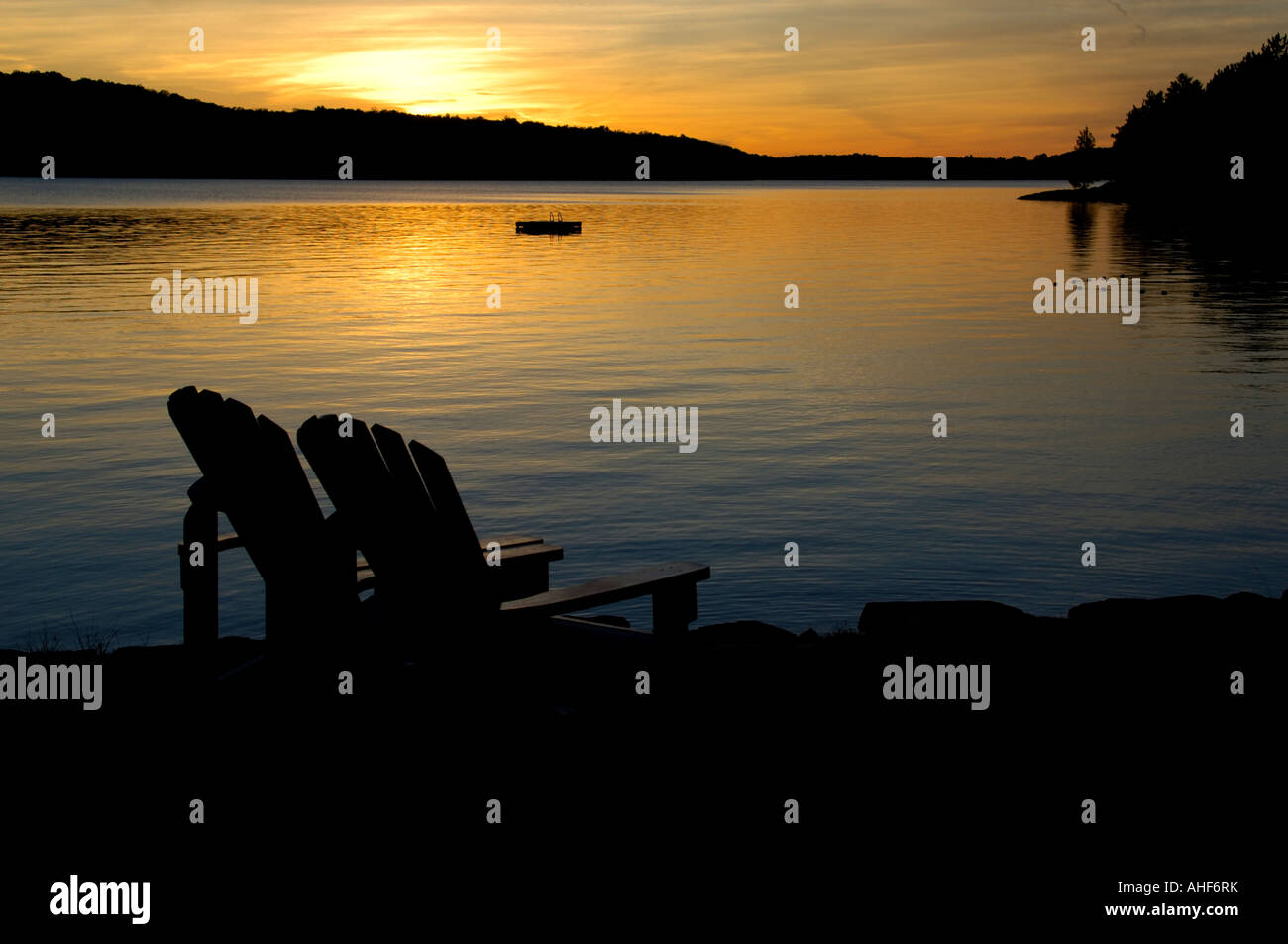 Sunset over Lake of Bays Muskoka Ontario Canada Stock Photo