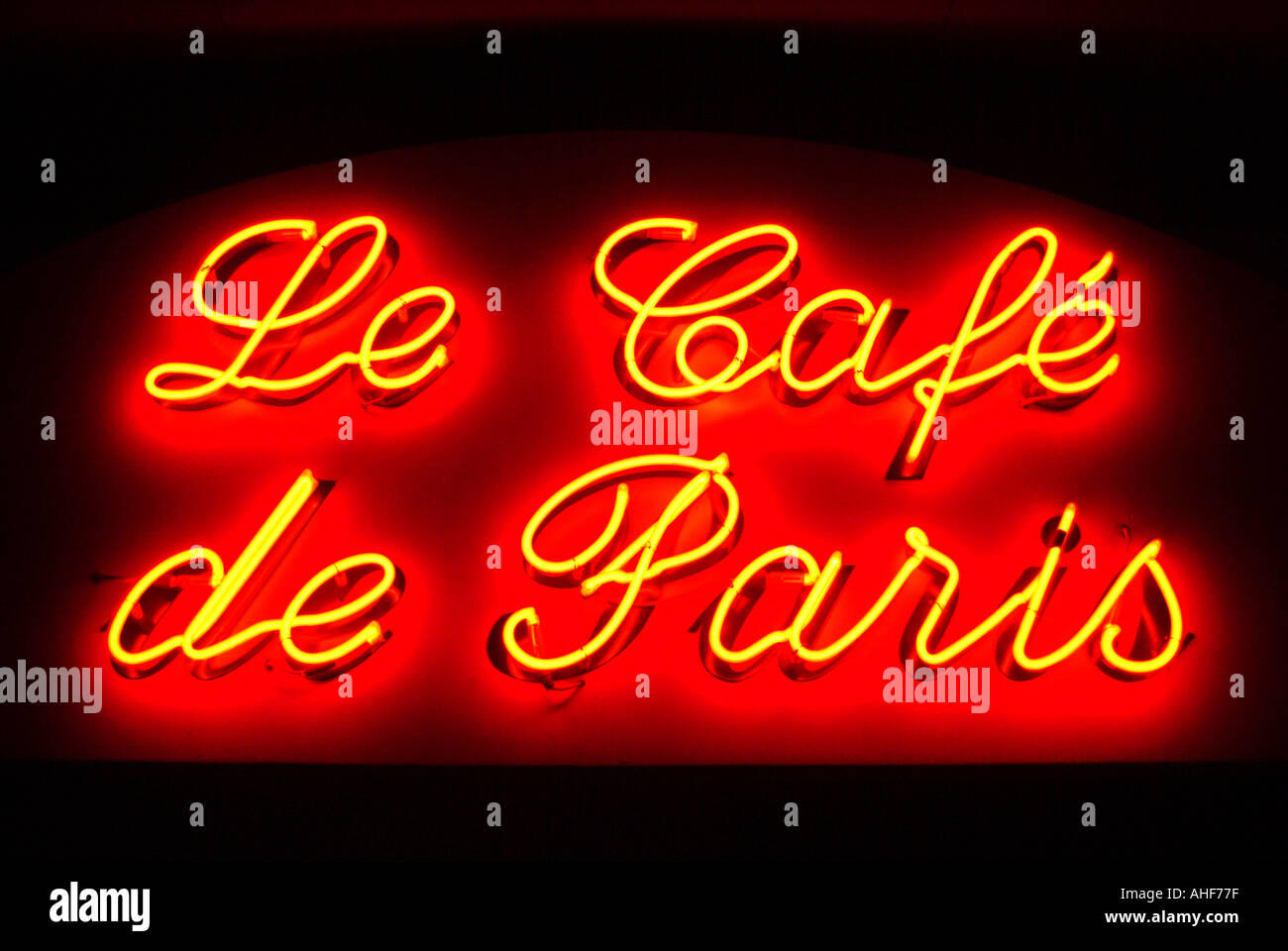 France Aube Troyes Le Cafe de Paris neon sign Stock Photo Alamy