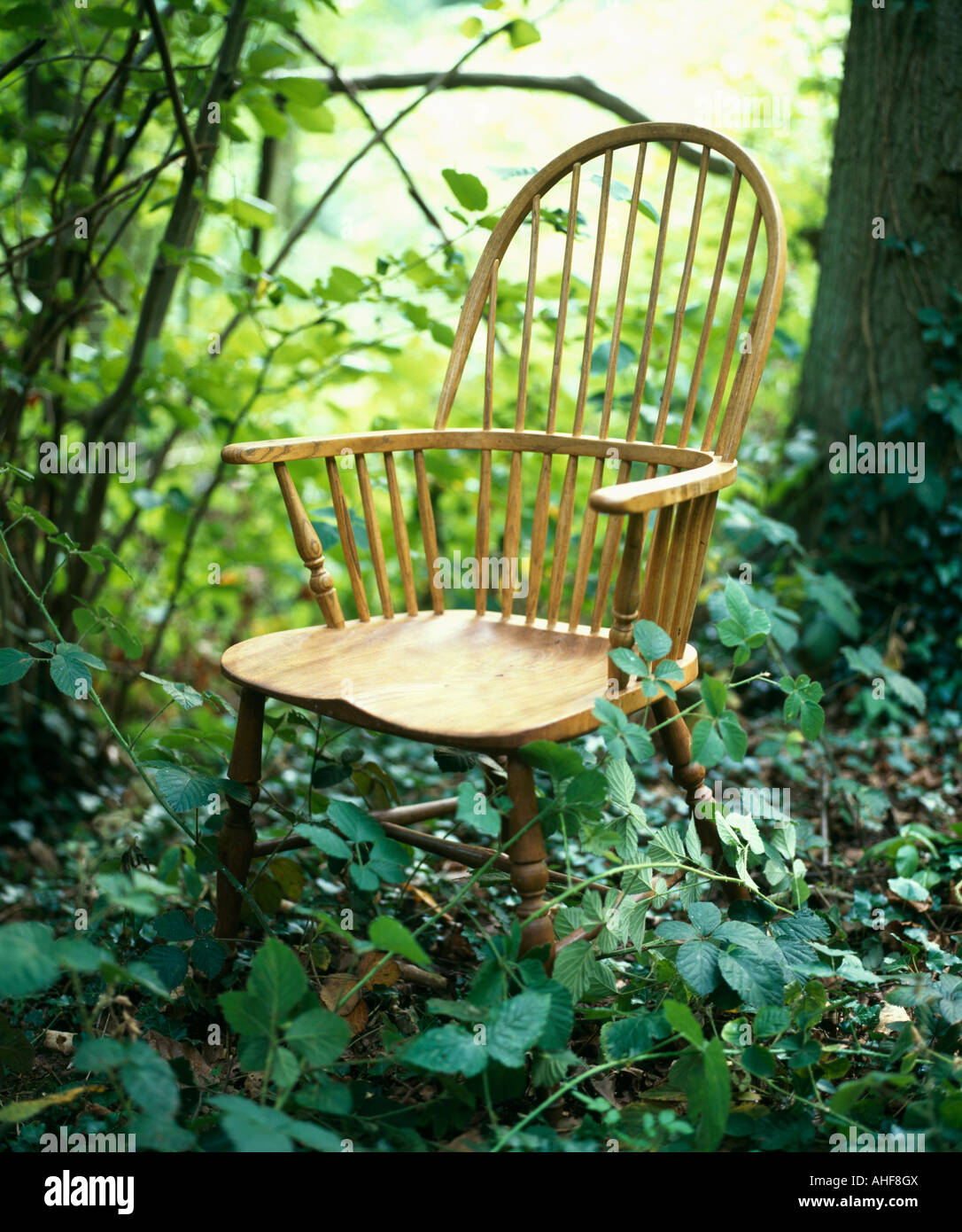 Close up of traditional wooden "Windsor" chair made by the ancient art