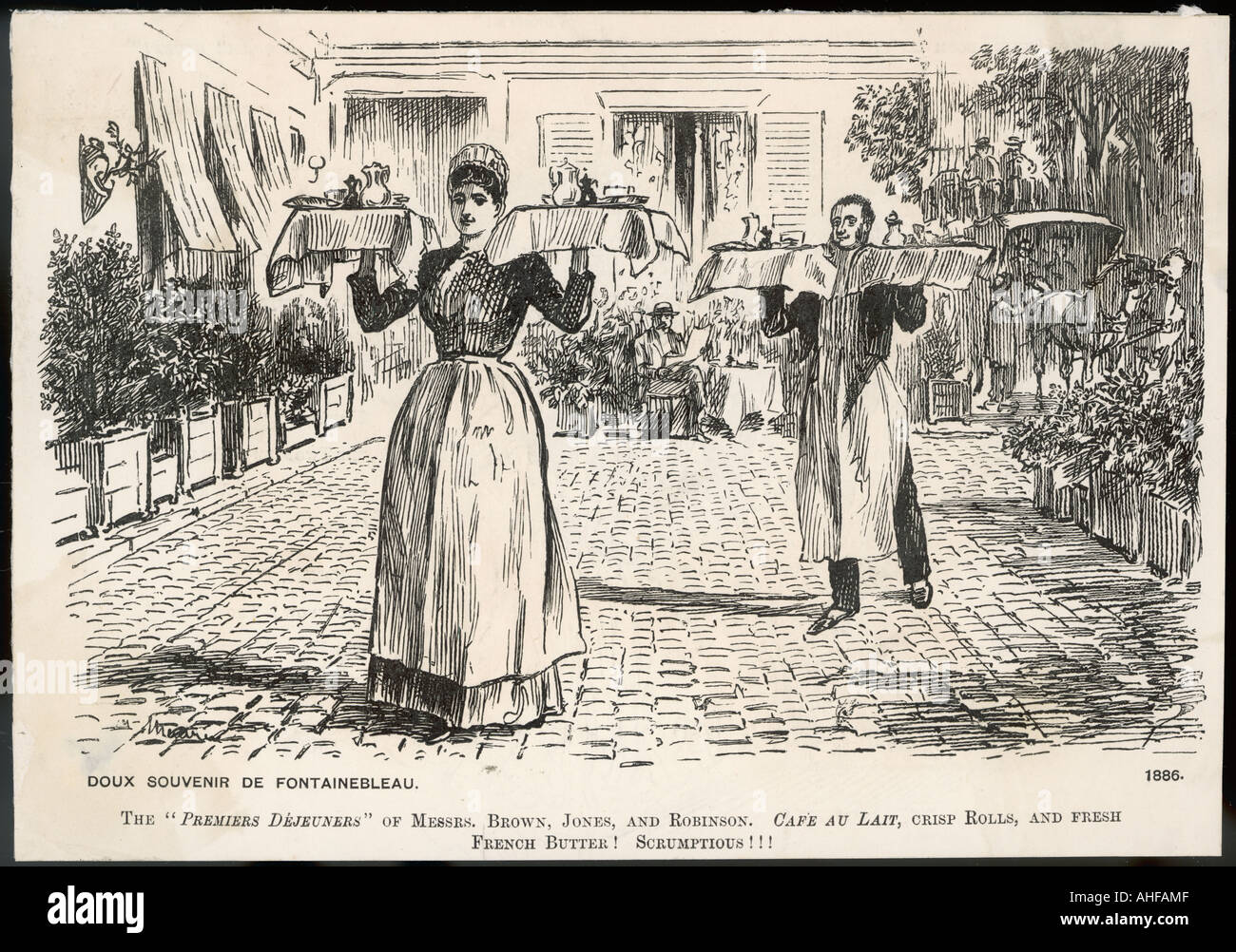 French Waiter Waitress Stock Photo Alamy