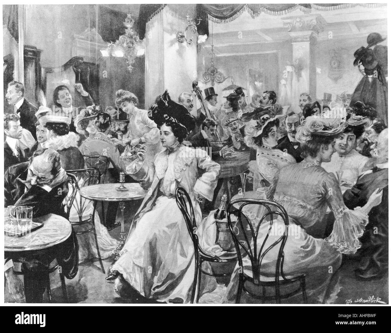 Viennese Cafe Circa 1900 Stock Photo